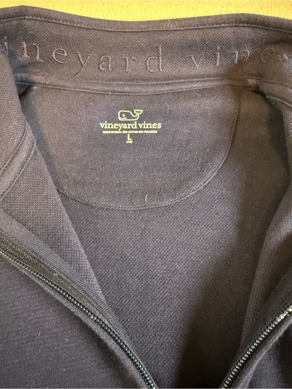 Vineyard Vines Saltwater 1/4 Zip Pullover Boys L 16 Navy Blue Sweater Whale - Picture 7 of 13